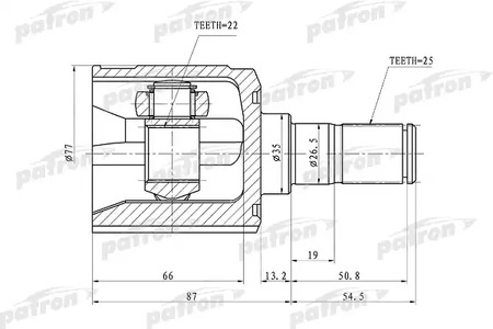 Шарнирный комплект, приводной вал PATRON PCV1010