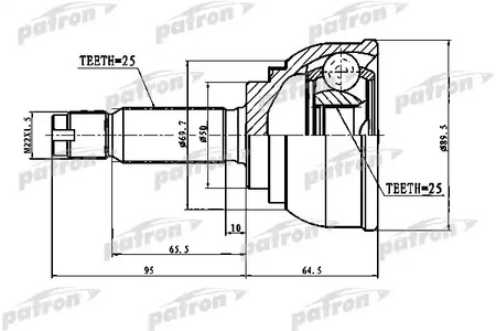 PCV1012 PATRON Шарнирный комплект, приводной вал