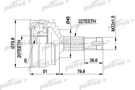 PCV1013 PATRON Шарнирный комплект, приводной вал