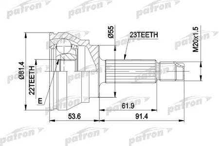 Шарнирный комплект, приводной вал PATRON PCV1014