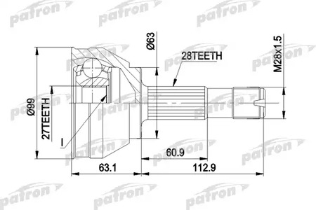 PCV1020 PATRON Шарнирный комплект, приводной вал