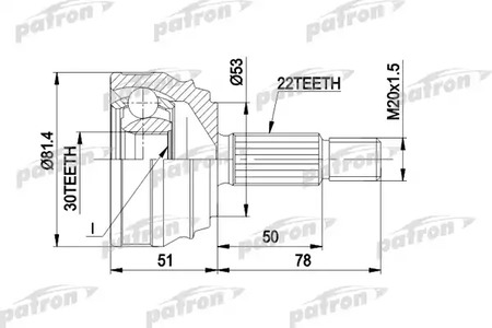 PCV1021 PATRON Шарнирный комплект, приводной вал