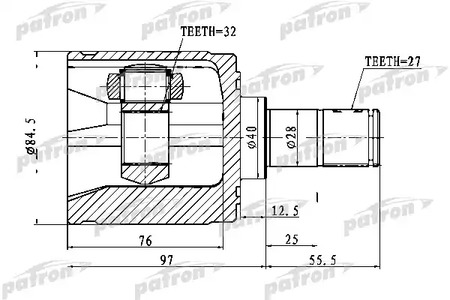 PCV1022 PATRON Шарнирный комплект, приводной вал