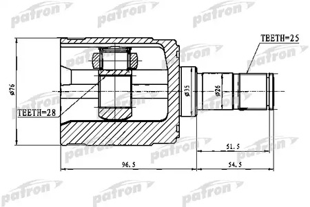 PCV1023 PATRON Шарнирный комплект, приводной вал