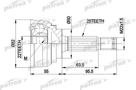 PCV1026 PATRON Шарнирный комплект, приводной вал