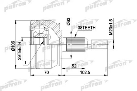 PCV1033 PATRON Шарнирный комплект, приводной вал