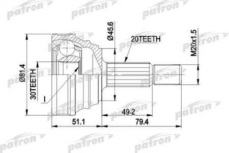 PCV1034 PATRON Шарнирный комплект, приводной вал