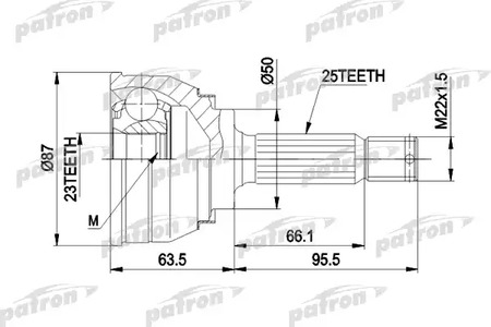 PCV1048 PATRON Шарнирный комплект, приводной вал