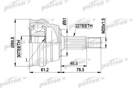 PCV1050 PATRON Шарнирный комплект, приводной вал