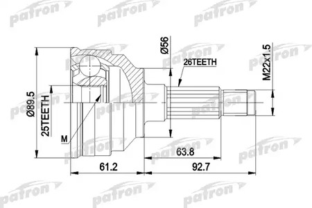 PCV1059 PATRON Шарнирный комплект, приводной вал