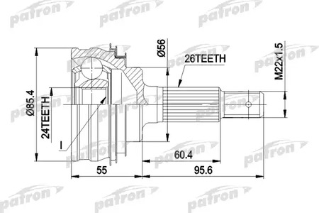 PCV1070 PATRON Шарнирный комплект, приводной вал