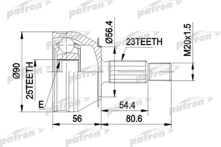 PCV1082 PATRON Шарнирный комплект, приводной вал