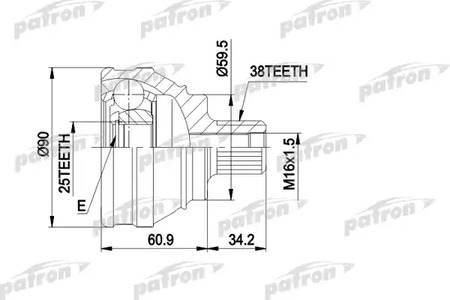 PCV1119 PATRON Шарнирный комплект, приводной вал