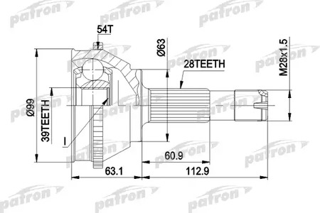 PCV1120 PATRON Шарнирный комплект, приводной вал