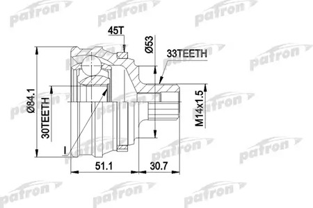 PCV1122 PATRON Шарнирный комплект, приводной вал