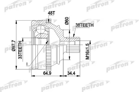 PCV1124 PATRON Шарнирный комплект, приводной вал