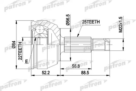 Шарнирный комплект, приводной вал PATRON PCV1125