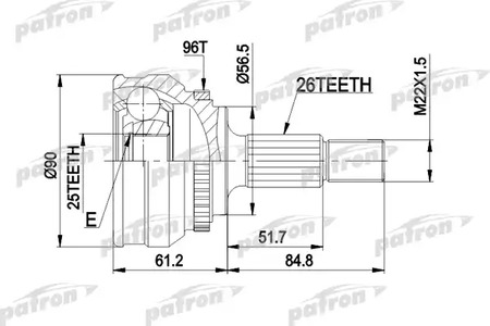 Шарнирный комплект, приводной вал PATRON PCV1127