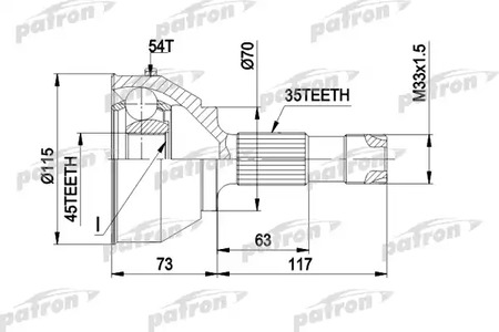 PCV1132 PATRON Шарнирный комплект, приводной вал