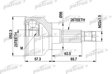 PCV1135 PATRON Шарнирный комплект, приводной вал