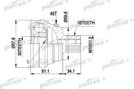 PCV1140 PATRON Шарнирный комплект, приводной вал