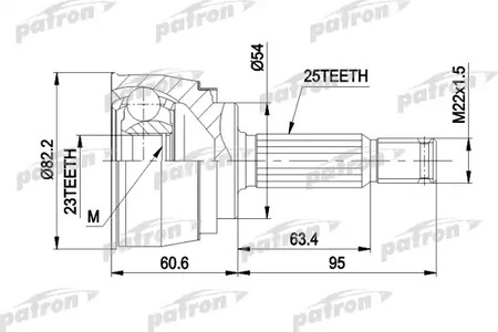 PCV1147 PATRON Шарнирный комплект, приводной вал