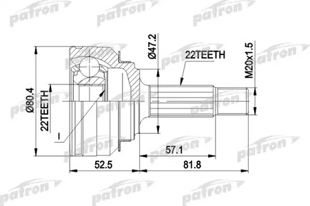 PCV1158 PATRON Шарнирный комплект, приводной вал