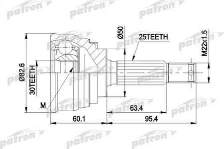 Шарнирный комплект, приводной вал PATRON PCV1191