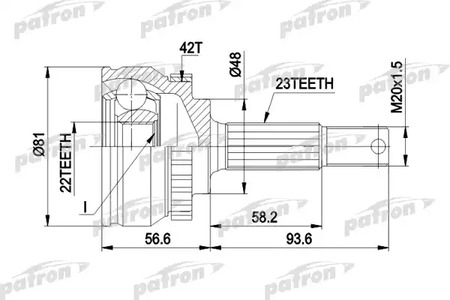 Шарнирный комплект, приводной вал PATRON PCV1193