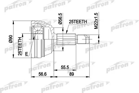 Шарнирный комплект, приводной вал PATRON PCV1198