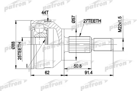 Шарнирный комплект, приводной вал PATRON PCV1200