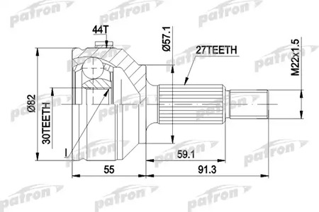 Шарнирный комплект, приводной вал PATRON PCV1201