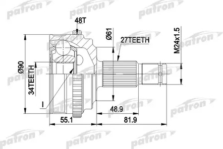 PCV1222 PATRON Шарнирный комплект, приводной вал