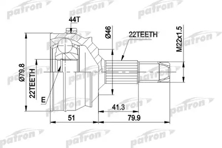 Шарнирный комплект, приводной вал PATRON PCV1227