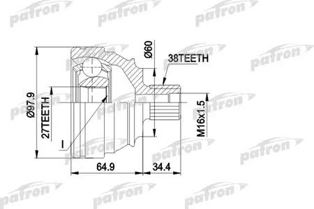 PCV1230 PATRON Шарнирный комплект, приводной вал