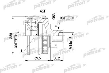 PCV1239 PATRON Шарнирный комплект, приводной вал