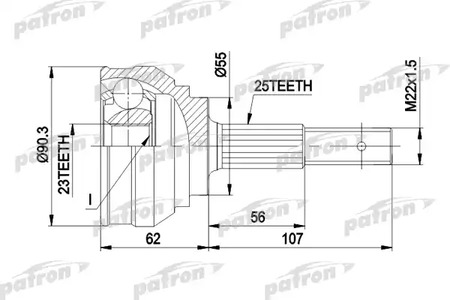 PCV1248 PATRON Шарнирный комплект, приводной вал