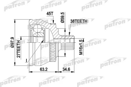 PCV1267 PATRON Шарнирный комплект, приводной вал