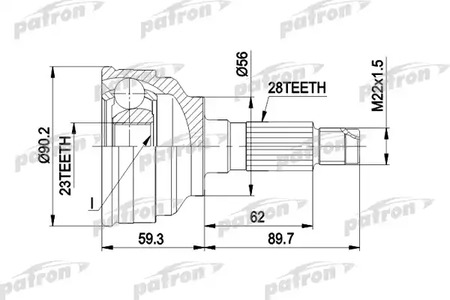 PCV1268 PATRON Шарнирный комплект, приводной вал