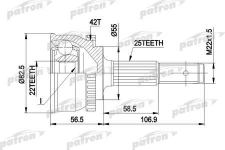 PCV1293 PATRON Шарнирный комплект, приводной вал