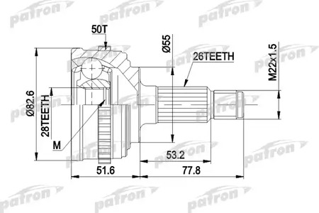 PCV1301 PATRON Шарнирный комплект, приводной вал