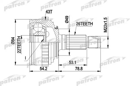 PCV1303 PATRON Шарнирный комплект, приводной вал