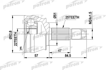 Шарнирный комплект, приводной вал PATRON PCV1306