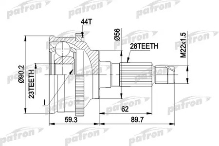 PCV1335 PATRON Шарнирный комплект, приводной вал