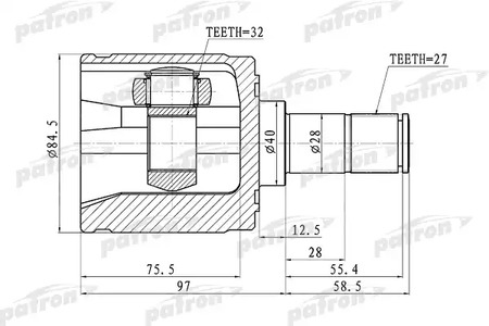 PCV1341 PATRON Шарнирный комплект, приводной вал