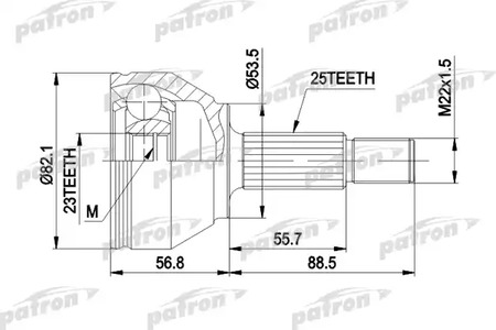 PCV1354 PATRON Шарнирный комплект, приводной вал