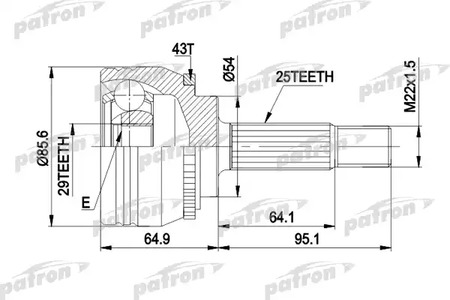 Шарнирный комплект, приводной вал PATRON PCV1385