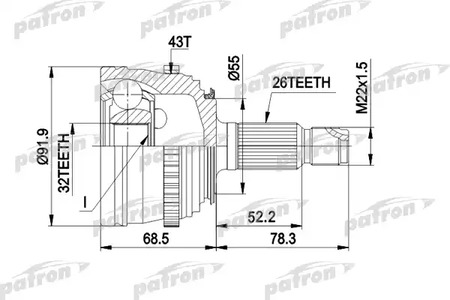 PCV1399 PATRON Шарнирный комплект, приводной вал