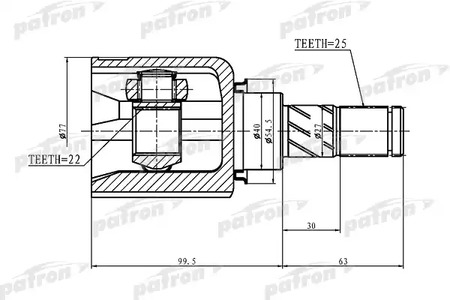 PCV1405 PATRON Шарнирный комплект, приводной вал