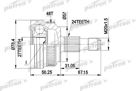 Шарнирный комплект, приводной вал PATRON PCV1434